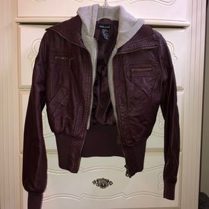 Chic Maroon Faux Leather Jacket